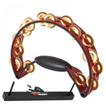 Rhythm Tech RTPRO31-U Pro Tambourine w/ Mount Red/Black w/ Brass Jingles